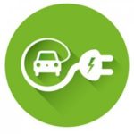 Pictogramme vert représentant une voiture et une prise électrique
